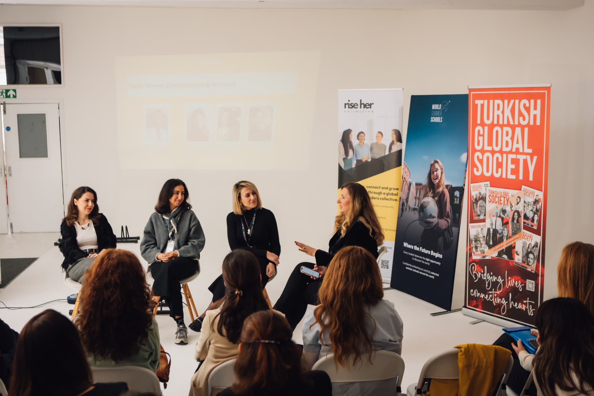 A panel conversation at a Rise Her Collective event
